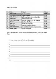 English worksheet: Who did what?