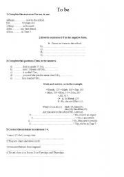 English worksheet: to be