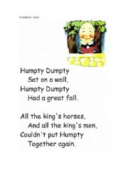 English Worksheet: Humpty Dumpty
