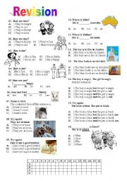 English Worksheet: Revision: Feelings/verb to be/preposiotions/question words...