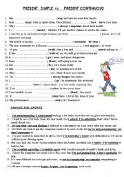 English Worksheet: Present simple vs continuous  advanced sentences 