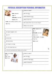 English Worksheet: Personal ID/ Physical description