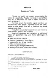 English Worksheet: Text: Beauty and Youth