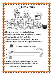 English Worksheet: COOKING A CAKE