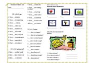 English Worksheet: there is , there are