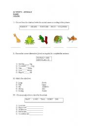 English worksheet: Animals