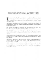 English Worksheet: Jonas brothers preferences