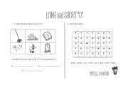 English worksheet: phonics long and short 