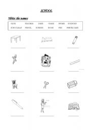 English Worksheet: school objects