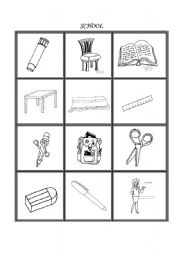 English Worksheet: school objects cards