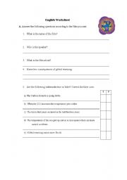 English Worksheet: An inconvenient truth