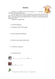 English worksheet: Christmas worksheet