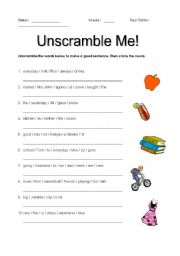 English Worksheet: Unscramble Me!