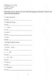 English Worksheet: Sentence writing