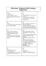 English Worksheet: Telephone Role Play Suggested Dialogue