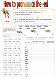 English Worksheet: How to pronounce the -ed