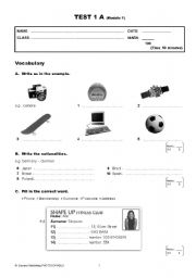 English worksheet: champ tests for beginners