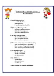 Common Grammar Errors- a worksheet/ GAME