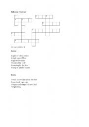 English worksheet: Halloween crossword