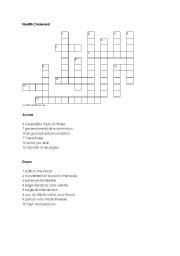 English worksheet: Health crossword
