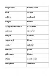 English Worksheet: patient room vocabulary