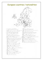 English Worksheet: European countries