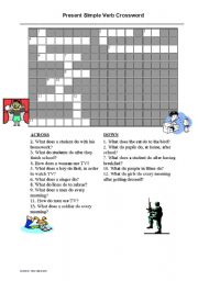 English Worksheet: Present Simple Crossword