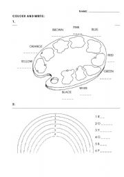 English Worksheet: Colour and Write