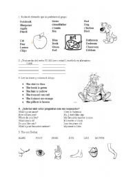 English Worksheet: initial exam (mostly to rewiew vocabulary)