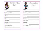 English Worksheet: Information Card