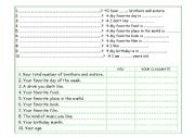 English worksheet: Conversation - Find some one with the same answer