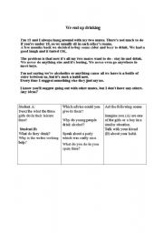 English worksheet: We end up drinking