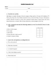 English worksheet: written test