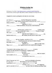 English worksheet: Whiskey In The Jar (Cloze)