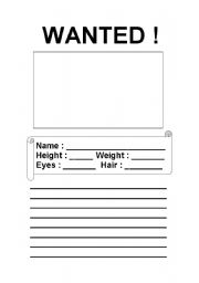 English Worksheet: Wanted
