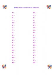 English Worksheet: Numerals