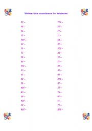 English worksheet: Numerals