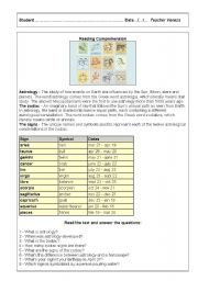 English Worksheet: Astrology - part 1