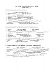 English Worksheet: when while