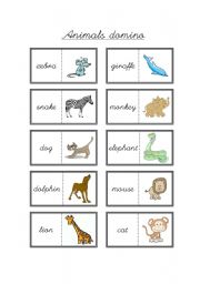English Worksheet: Animals Domino