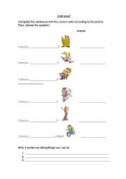 English Worksheet: Can you...?