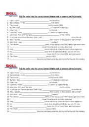 English Worksheet: Present perfect x simple past