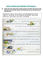 English Worksheet: Daily routives and adverbs of frequency 