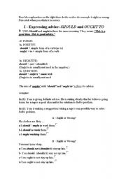 English Worksheet: Should / Ought to / Had better
