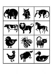 English Worksheet: Animal Bingo