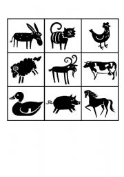 English Worksheet: Farm Animal Bingo A