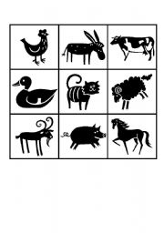 English Worksheet: Farm Animal Bingo D