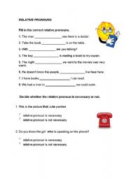 English worksheet: RELATIVE PRONOUNS