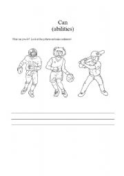 English Worksheet: Can (abilities)