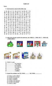 English Worksheet: revision there is /are and places in the city.